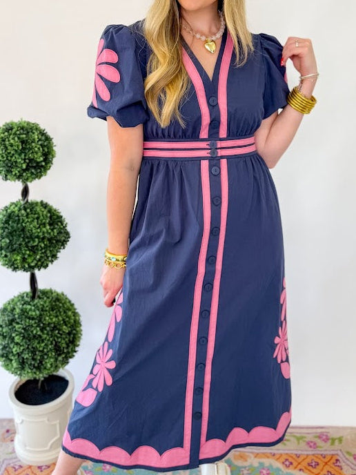 [Strut and Bolt] Flower Patched Poplin Dress
