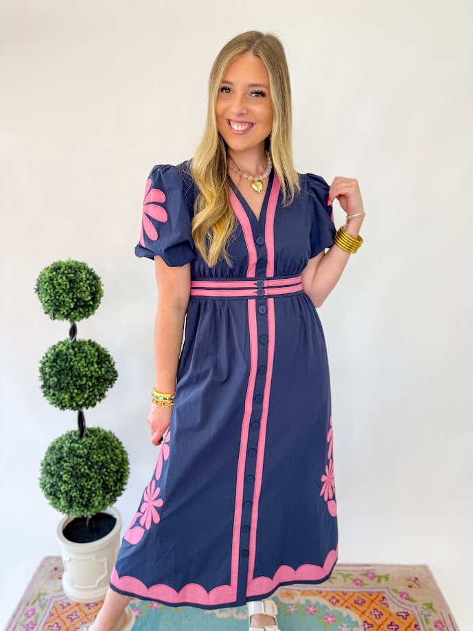 [Strut and Bolt] Flower Patched Poplin Dress