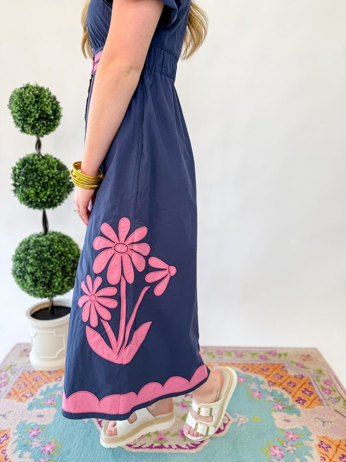 [Strut and Bolt] Flower Patched Poplin Dress