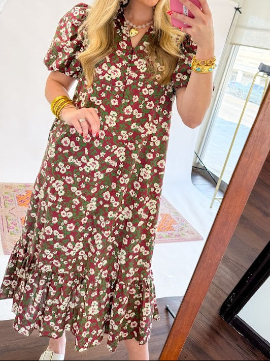 Floral and Vine Midi Dress