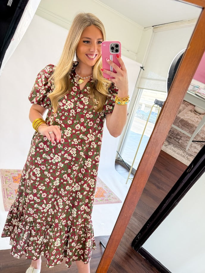 Floral and Vine Midi Dress