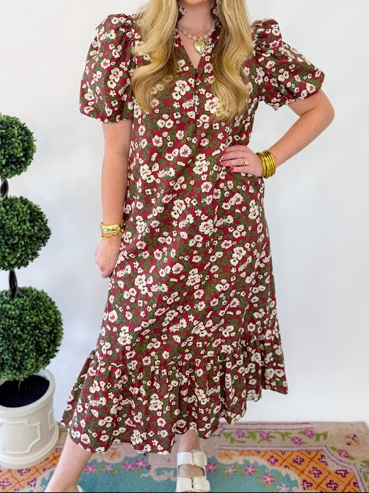 Floral and Vine Midi Dress