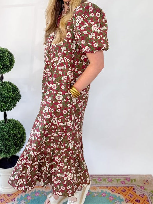 Floral and Vine Midi Dress