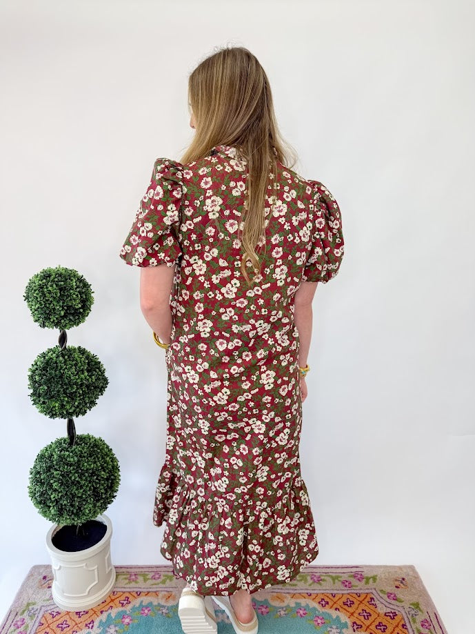 Floral and Vine Midi Dress