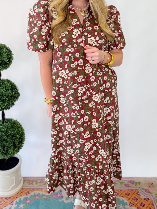 Floral and Vine Midi Dress