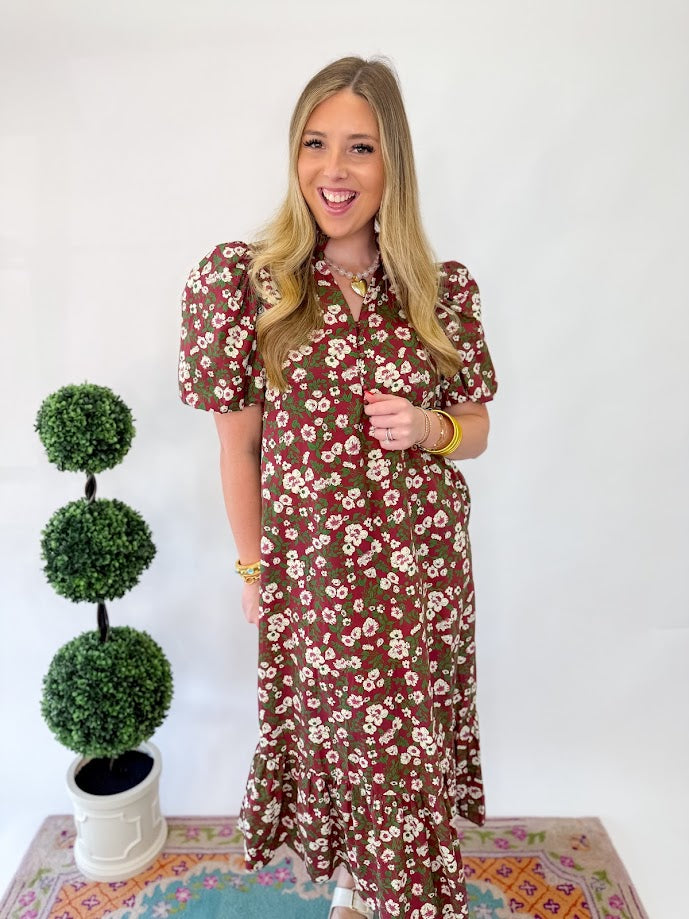 Floral and Vine Midi Dress