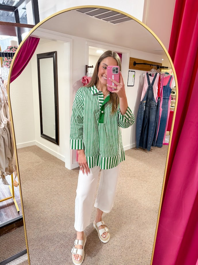 Sylvie Striped Blouse - Green