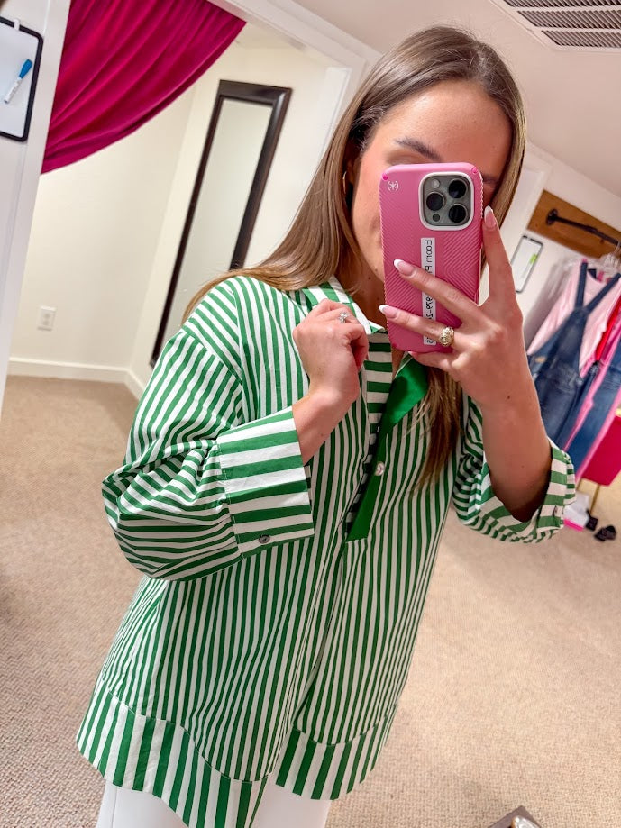 Sylvie Striped Blouse - Green