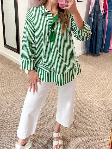 Sylvie Striped Blouse - Green