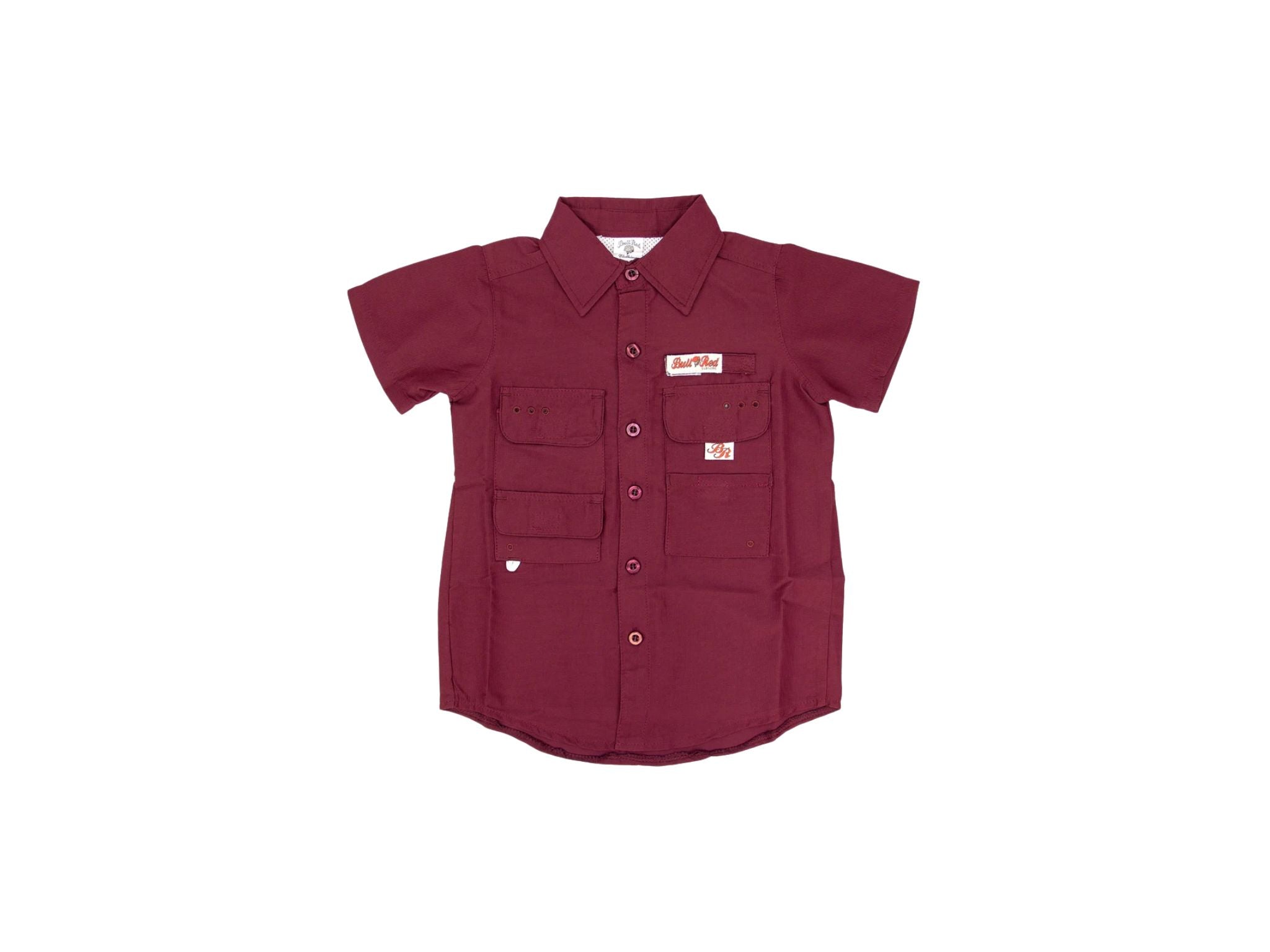 Bull Red Youth Fishing Shirt-Burgundy