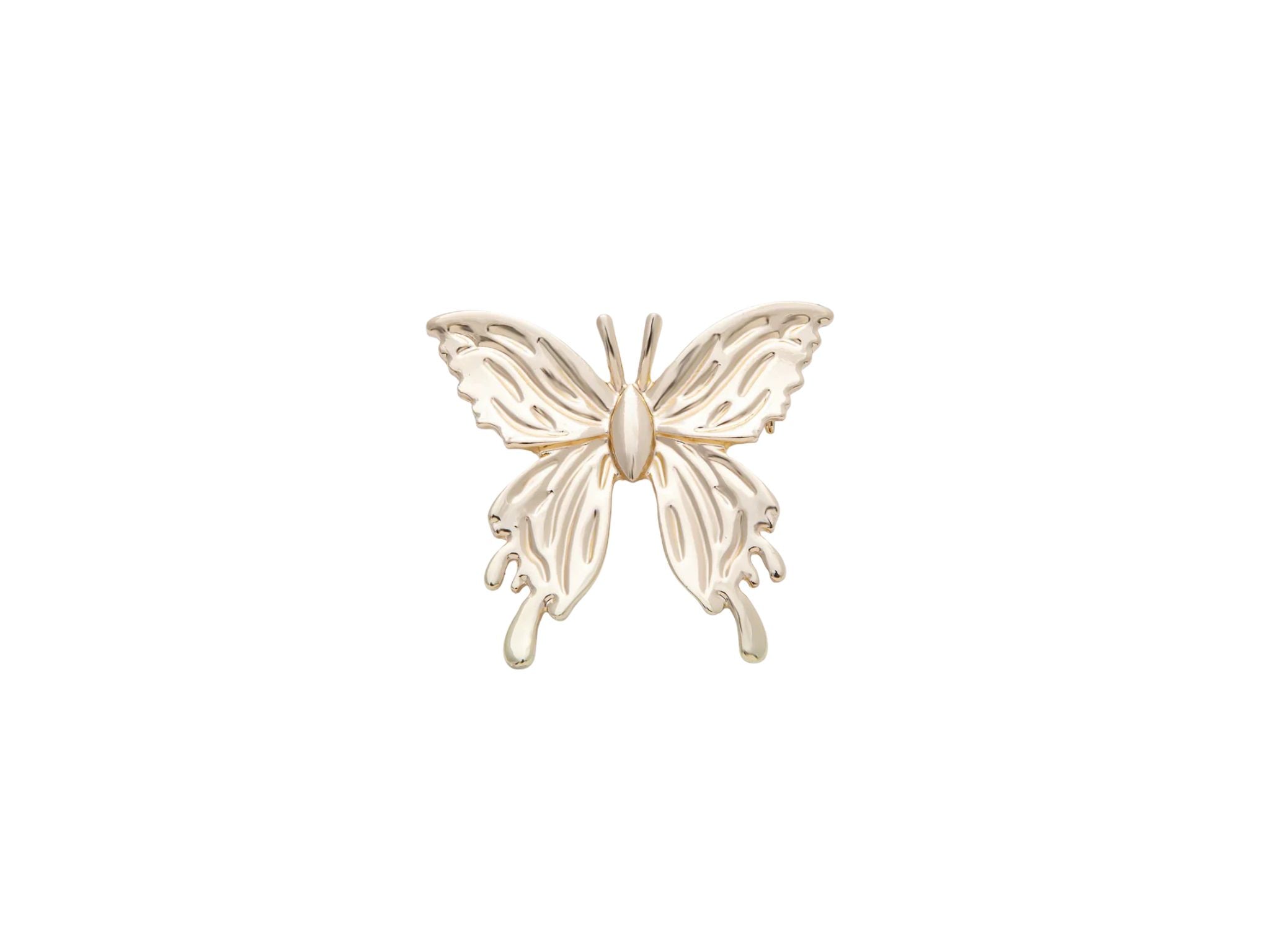 Jumbo Gold Textured Butterfly Brooch