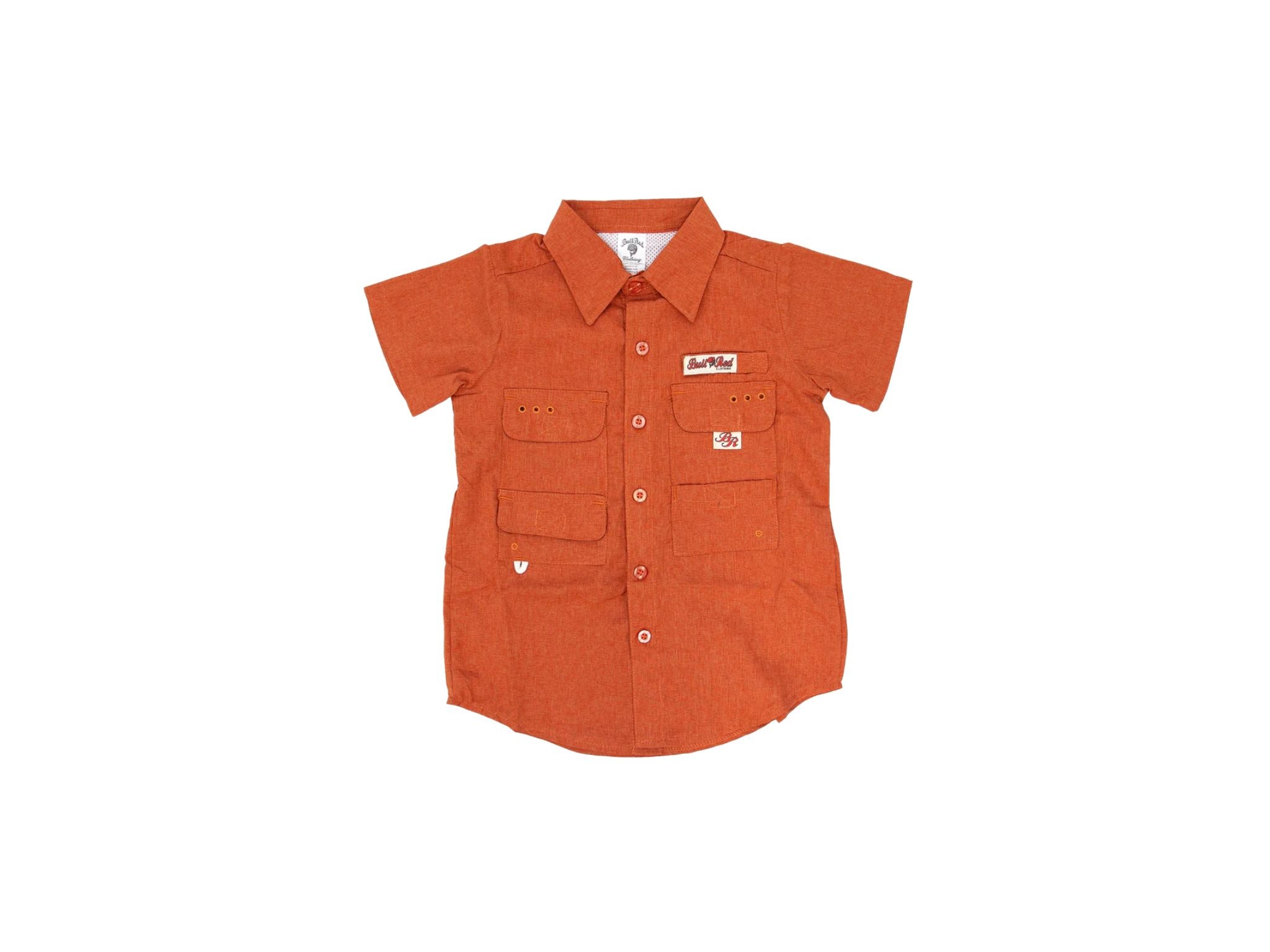 Bull Red Youth Fishing Shirt-Rust