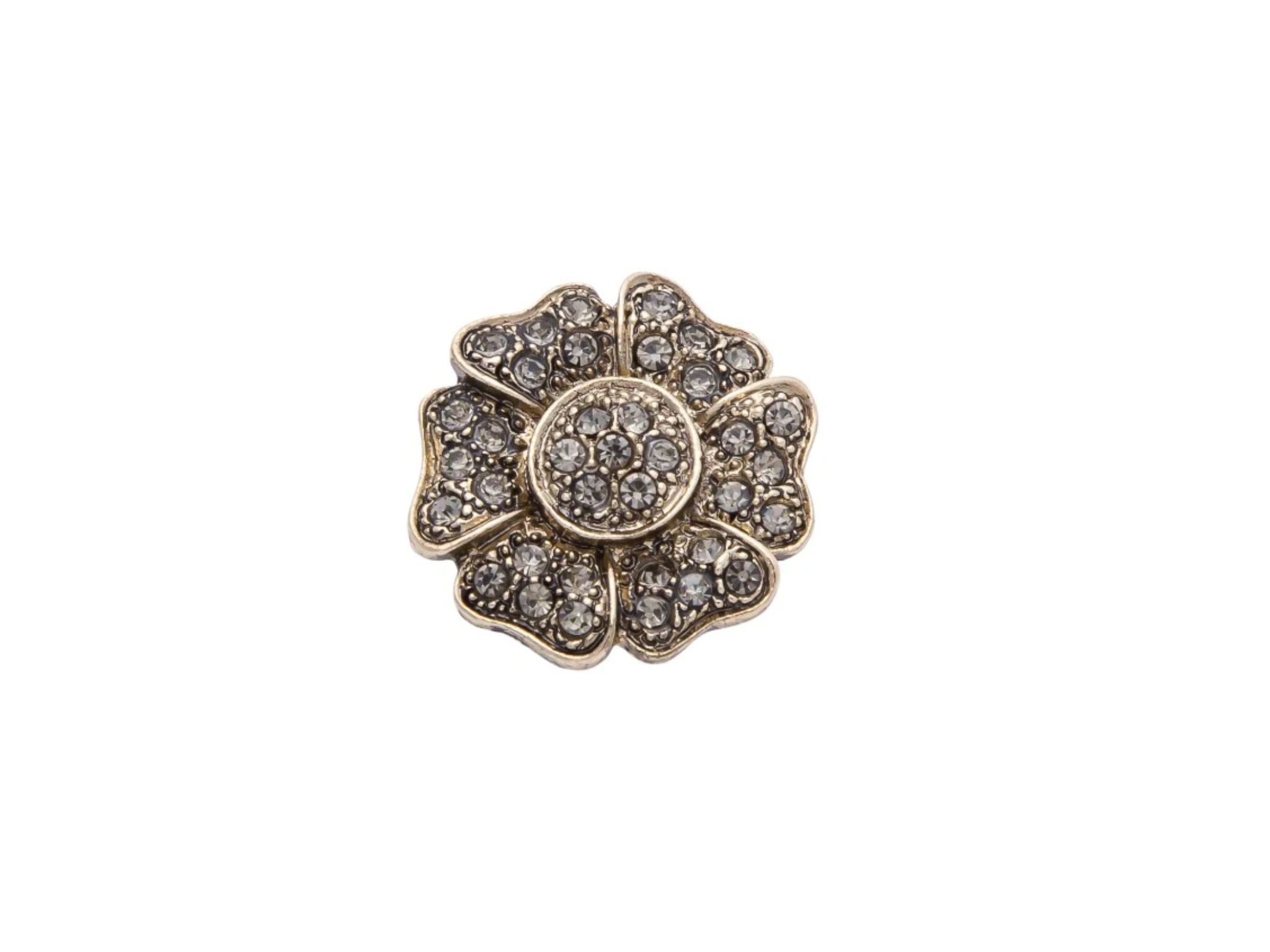 Vintage Gold Rhinestone Flower Brooch