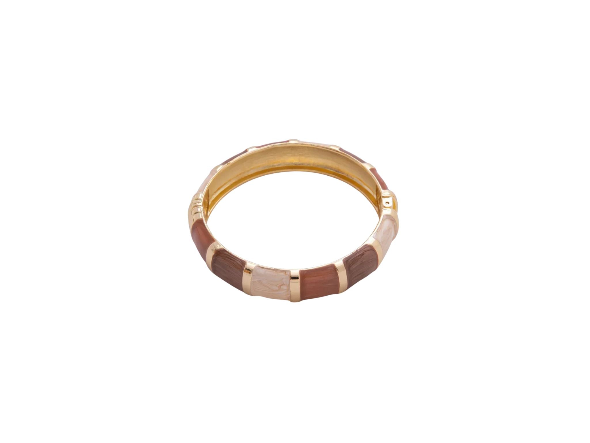 Enamel Brown Hinged Bangle