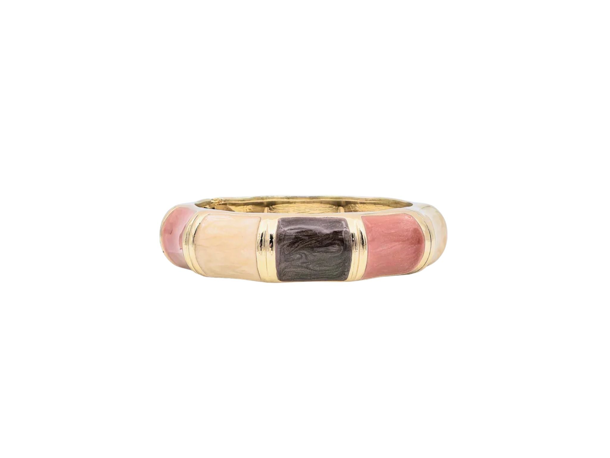 Enamel Coffee Peach Hinged Bangle