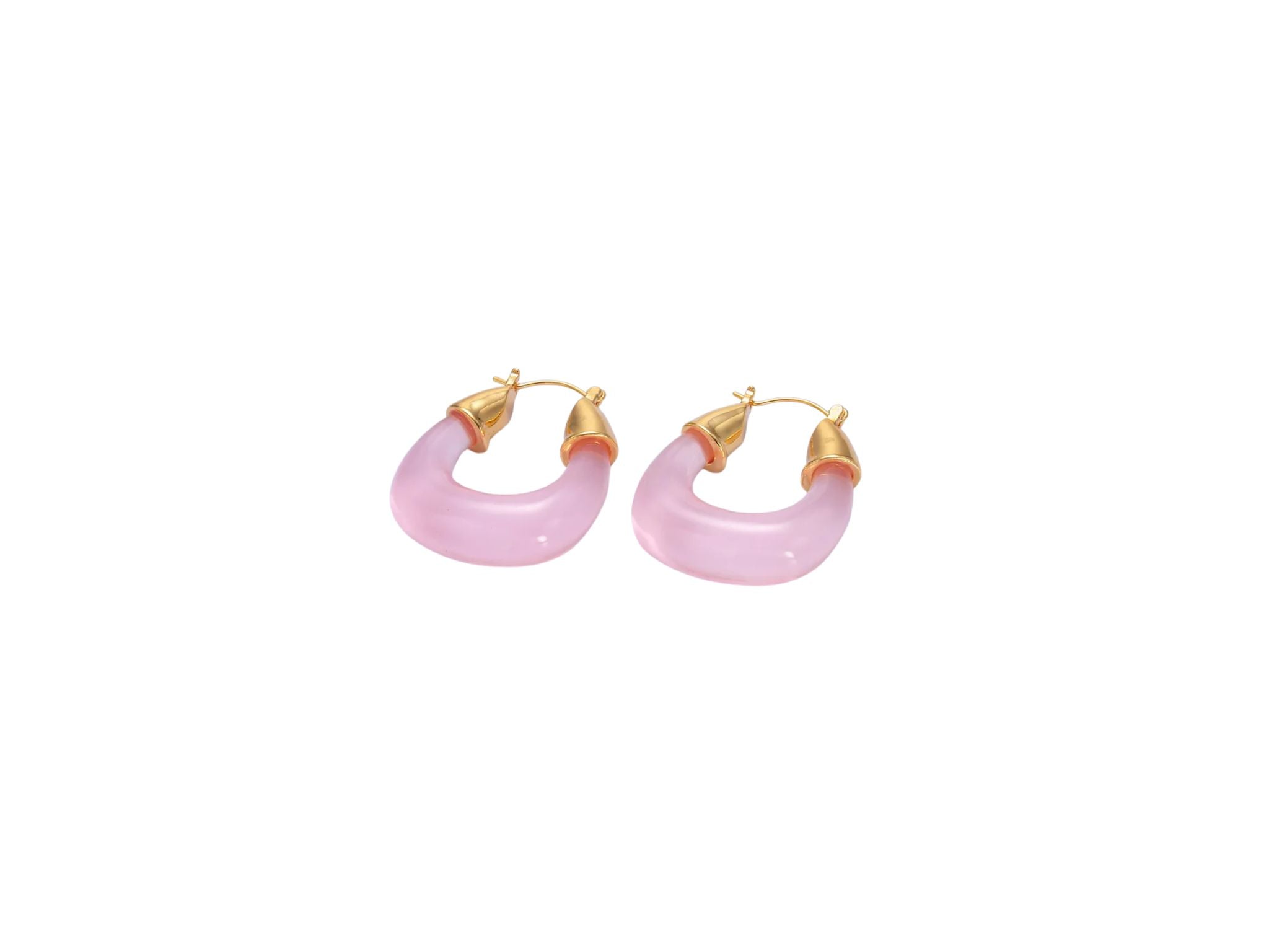 Gold and Pink Chunky Hoop Earrings