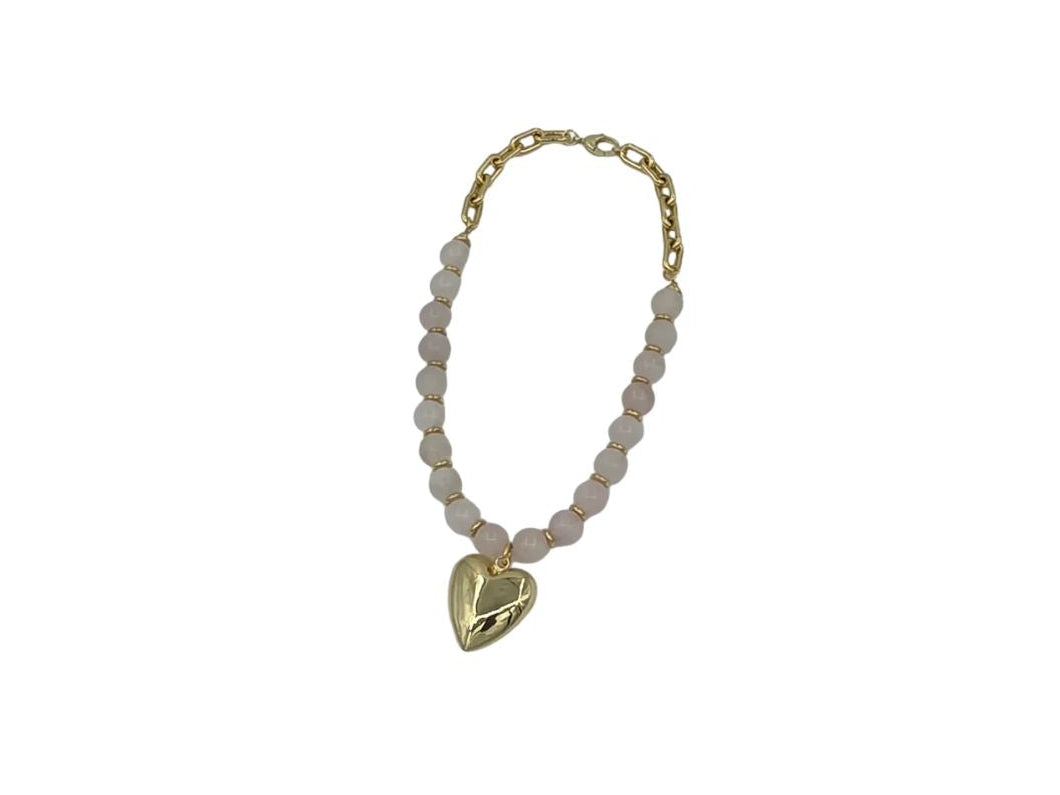 Gold Heart Rose Quartz Necklace