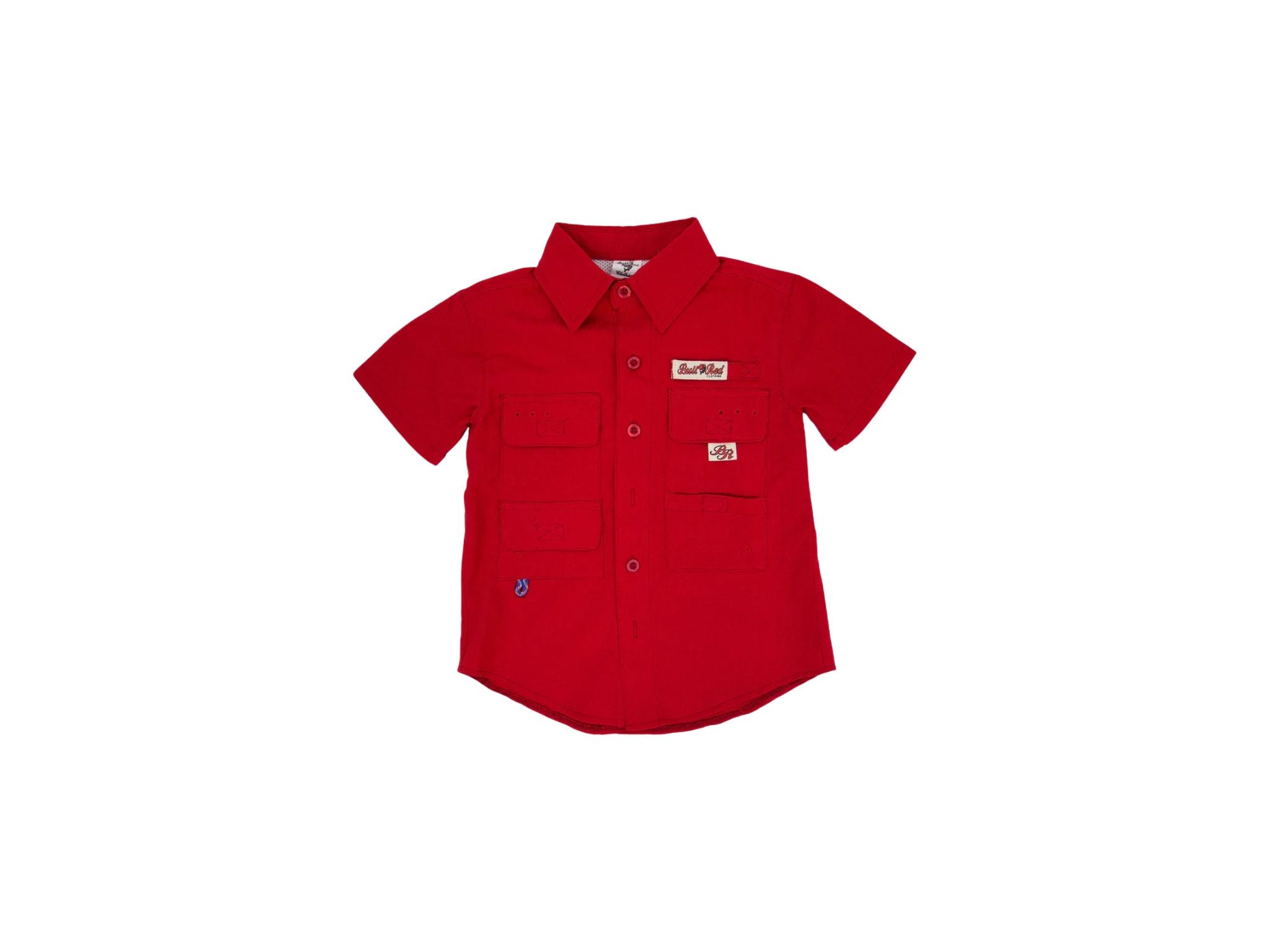 Bull Red Youth Fishing Shirt-Red
