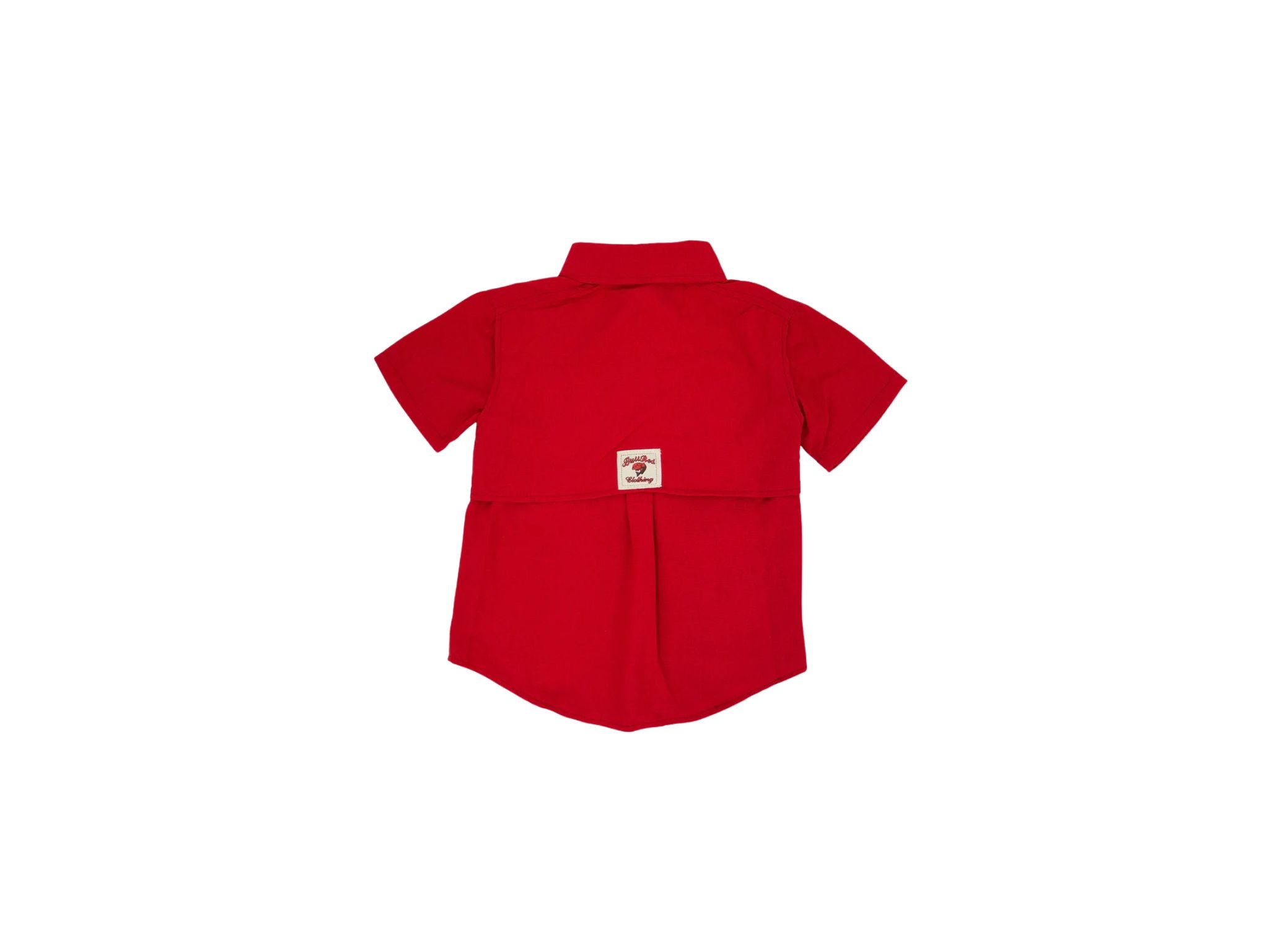 Bull Red Youth Fishing Shirt-Red
