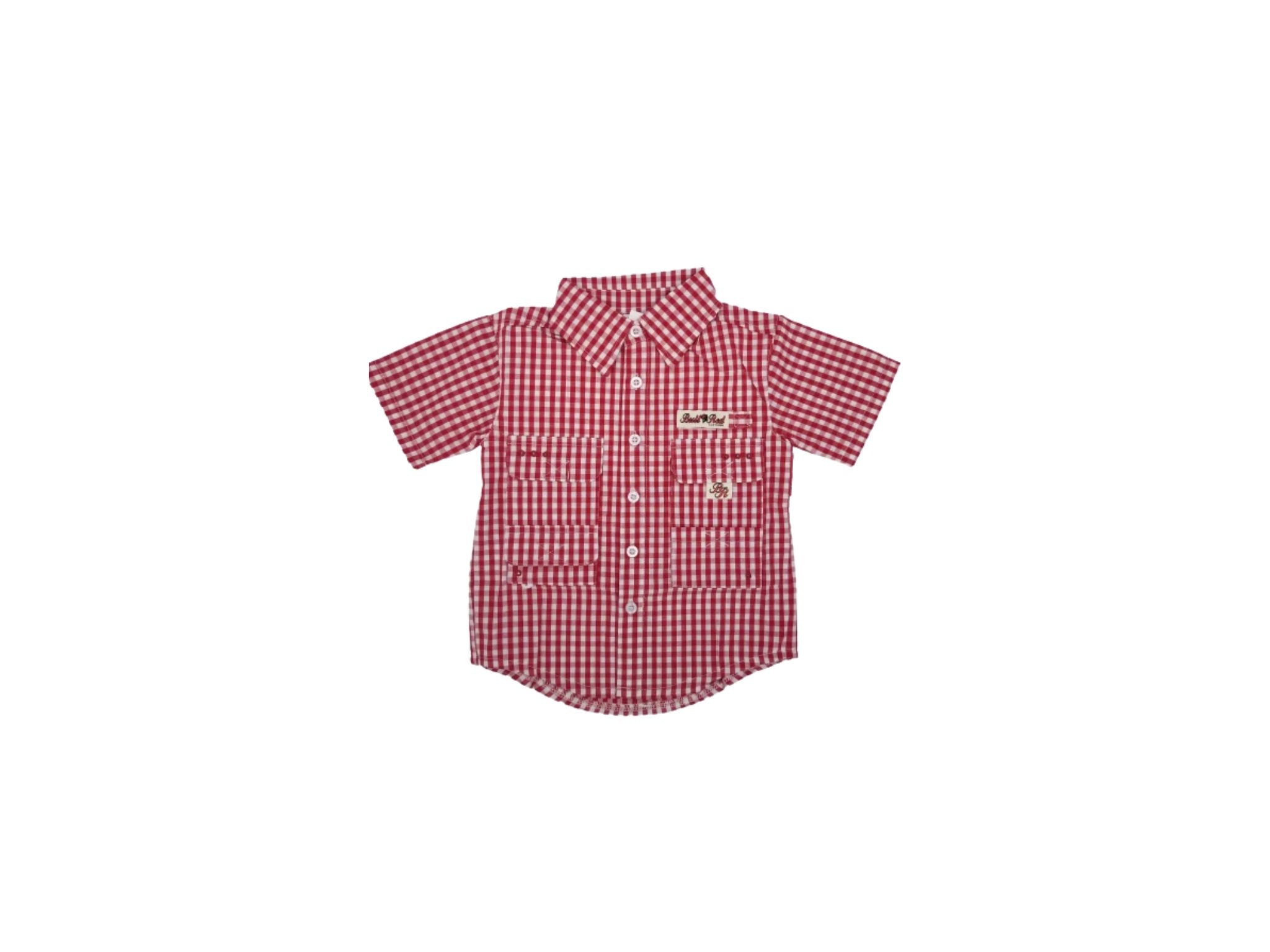 Bull Red Youth Fishing Shirt-Red Gingham