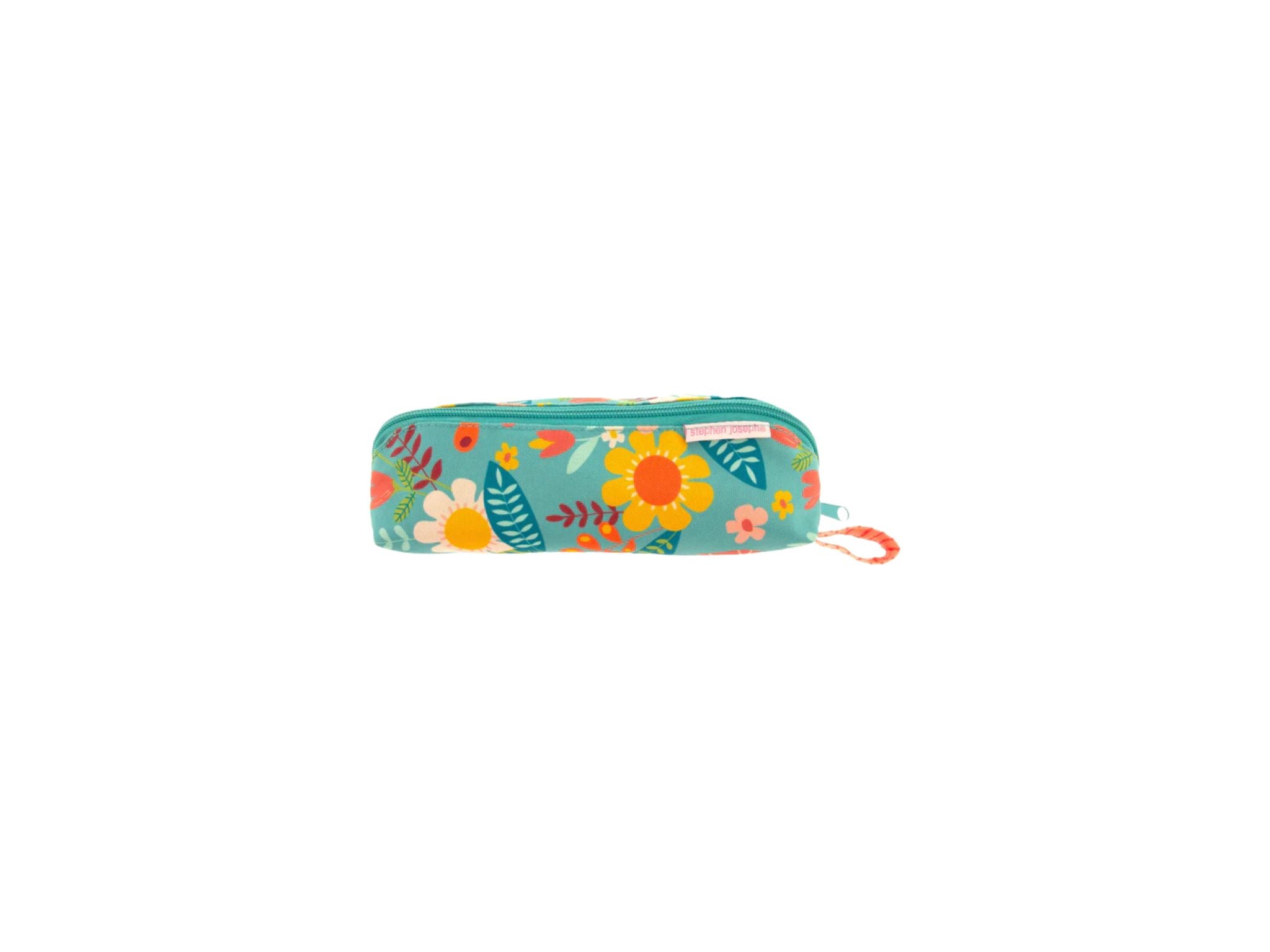 {Stephen Joseph} Pencil Pouch-turquoise Flowers