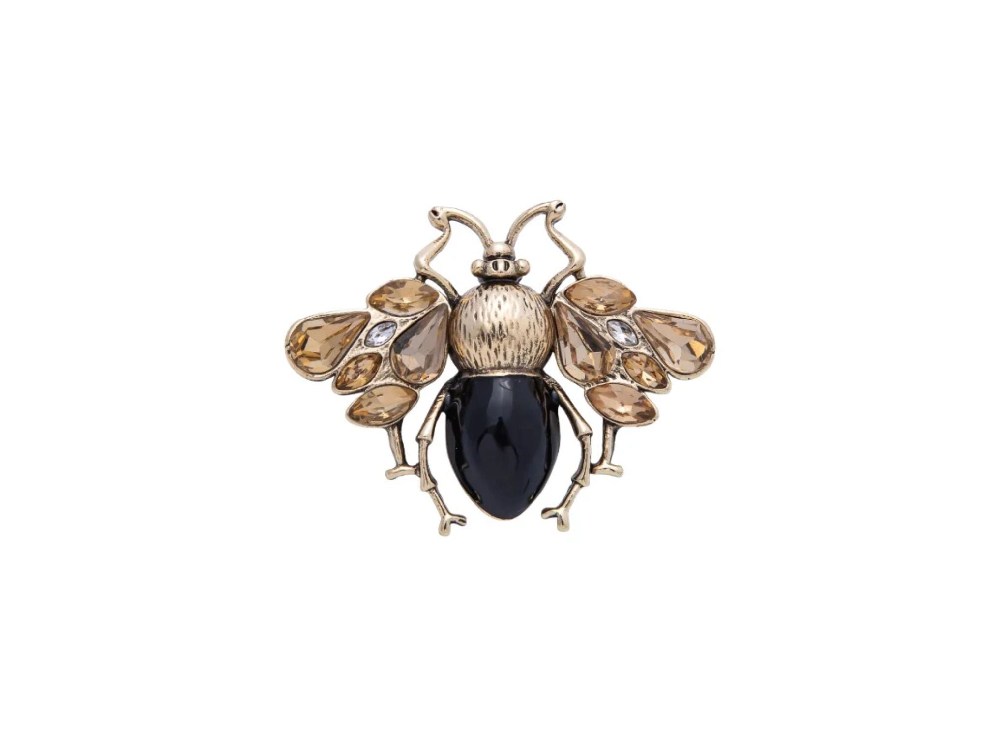 Gold Gemstone Beetle Brooch Pin