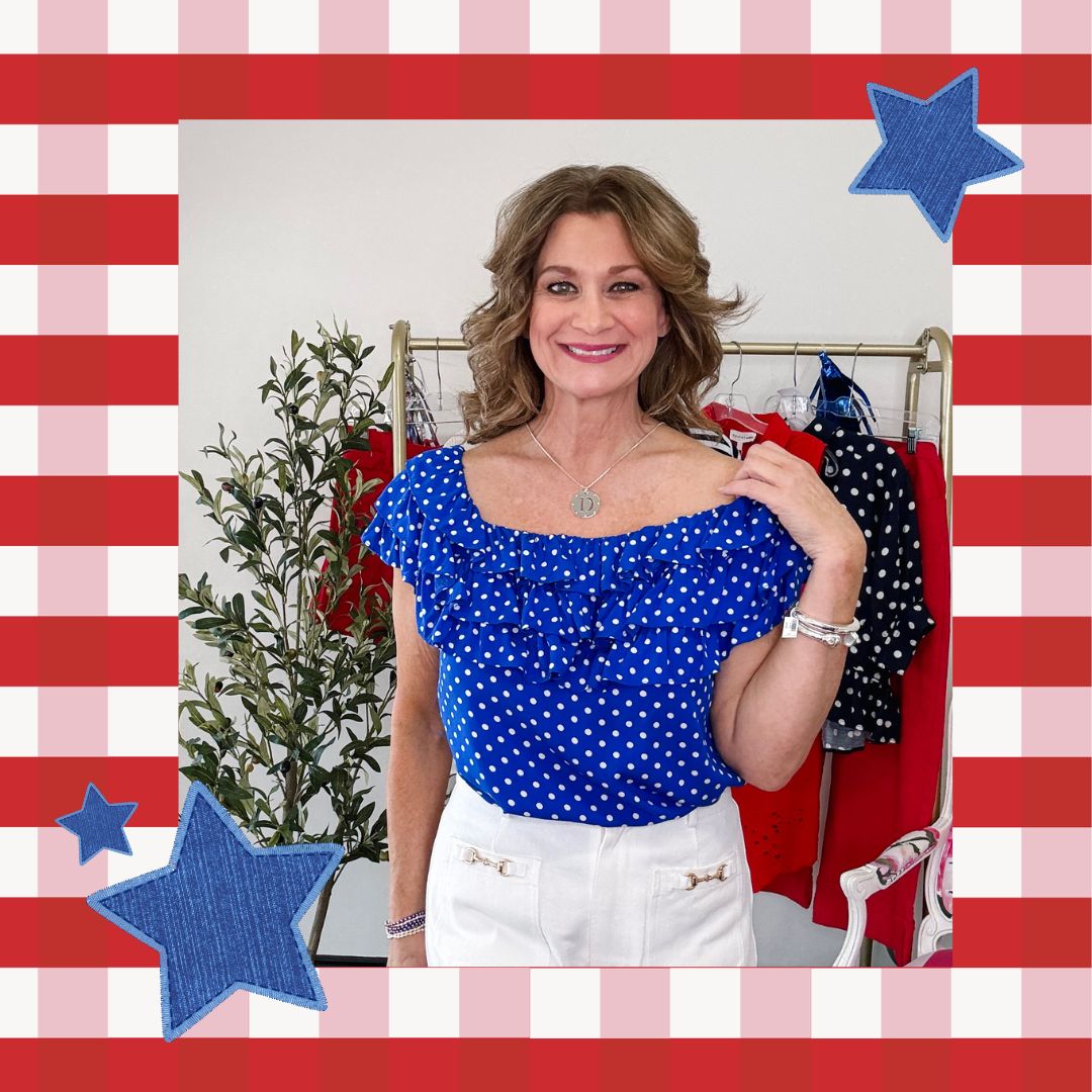 Let's Celebrate Polka Dot Top - Royal Blue