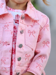 Pink Girls Butterfly Bow Denim Jacket