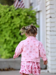 Pink Girls Butterfly Bow Denim Jacket