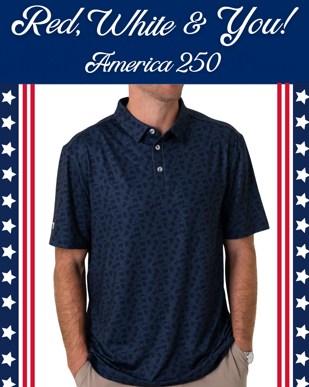 STARS AND STRIPES PERFORMANCE POLO-NAVY