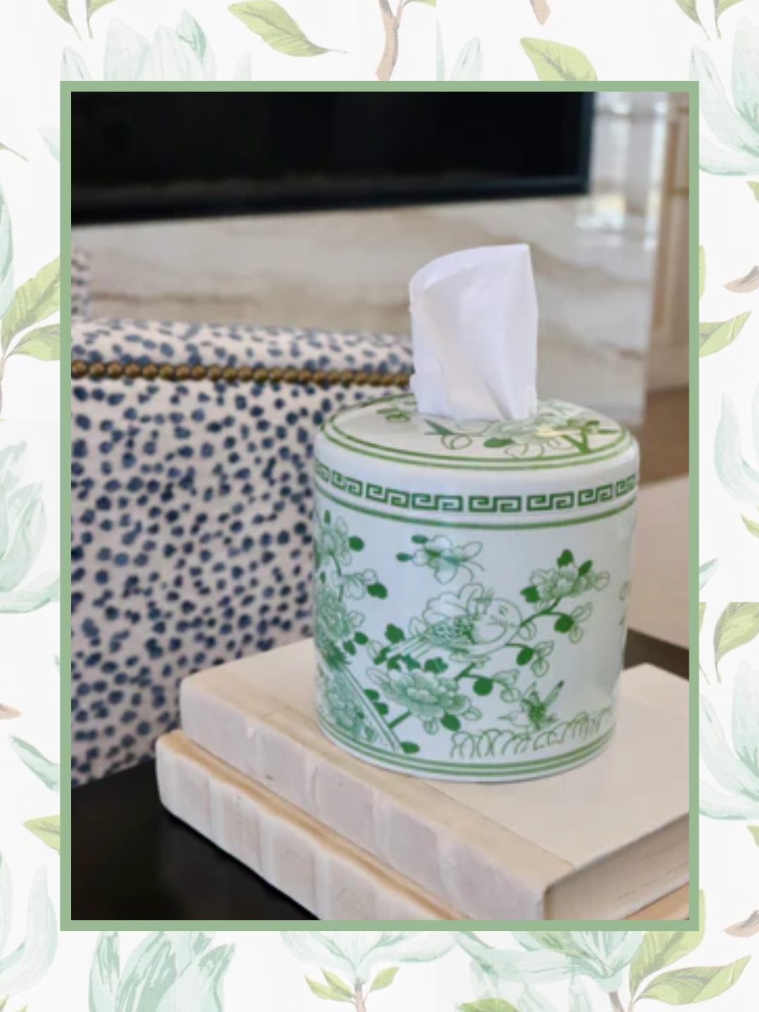 The Jade Tissue Vessel - Jade Green Floral