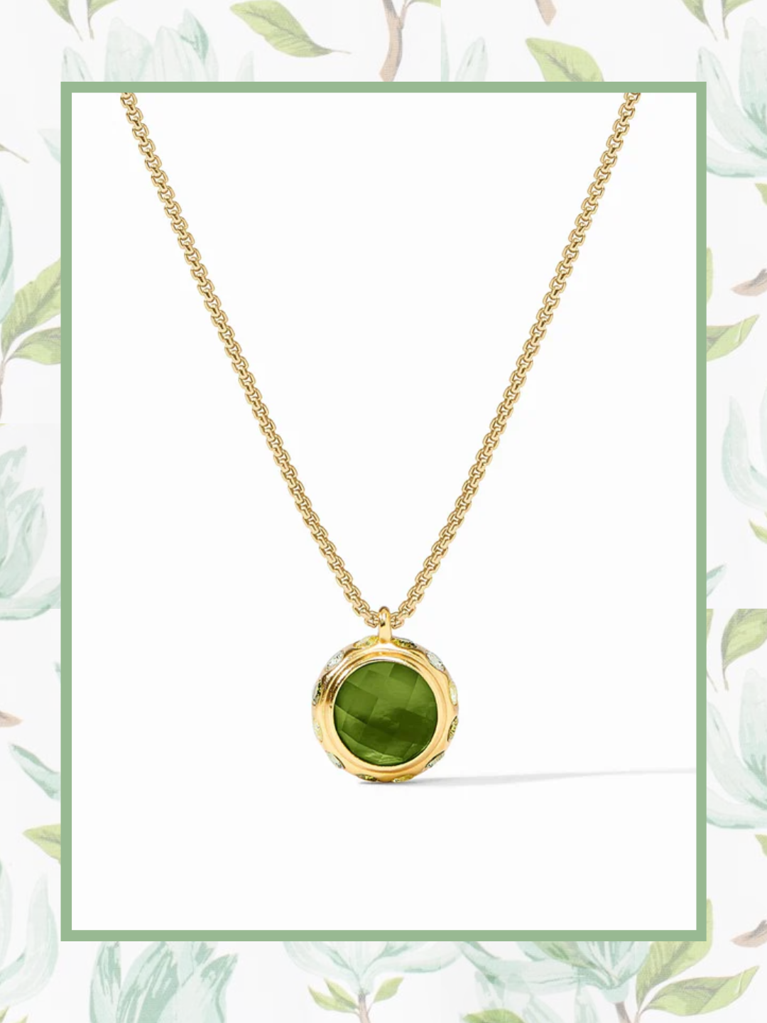[Julie Vos]Rainbow Delicate Necklace-Iridescent Palmetto Green
