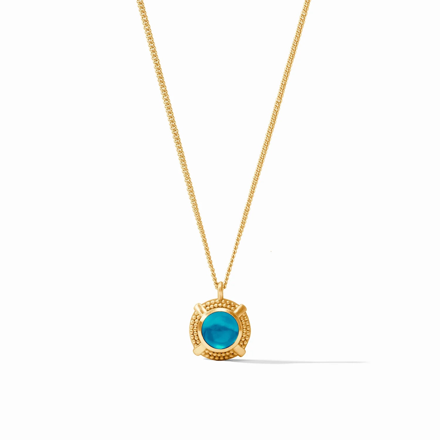 [Julie Vos] Cabochon Solitaire Necklace-Gold-London Blue