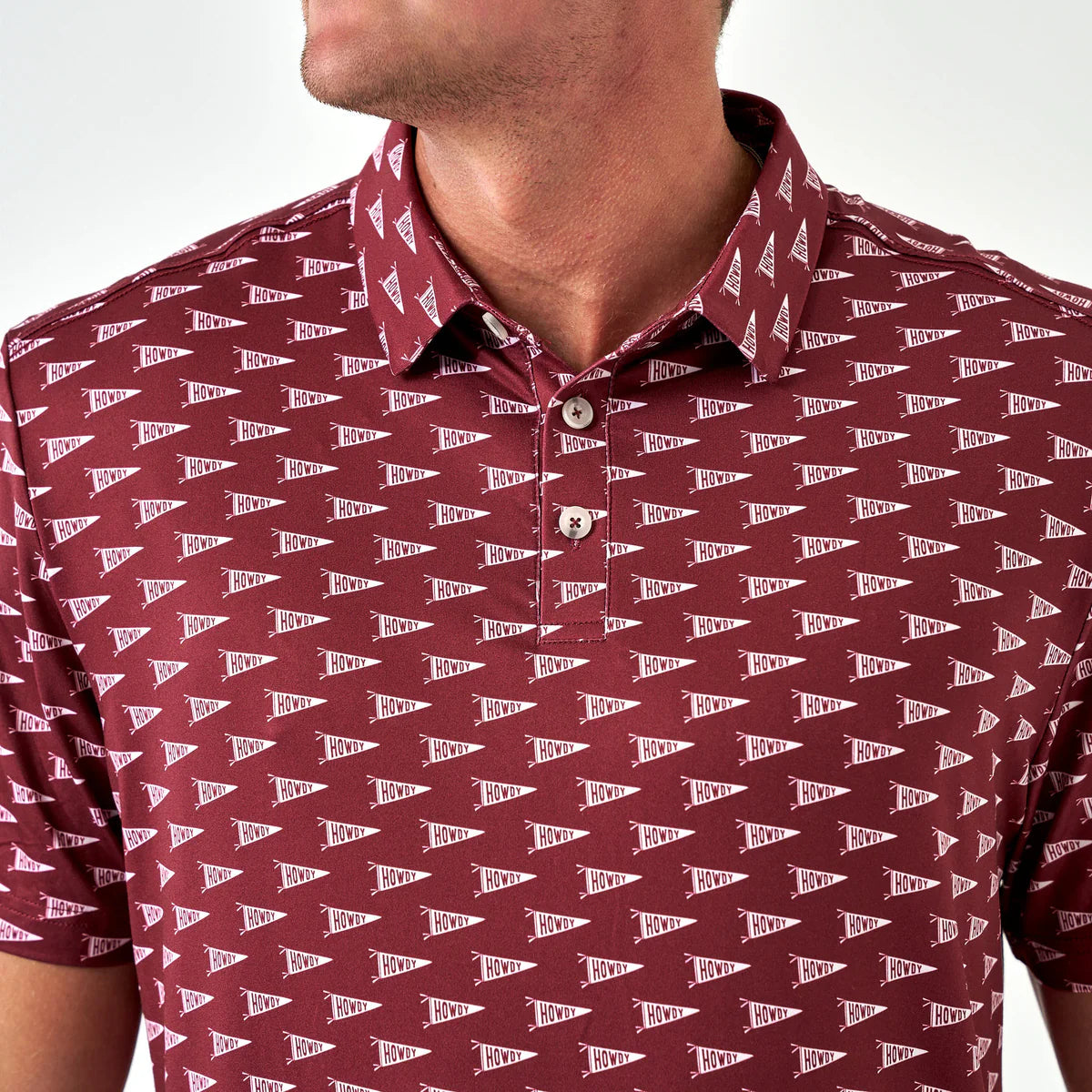 [Burlebo]Performance Polo - Howdy Pennants - Maroon