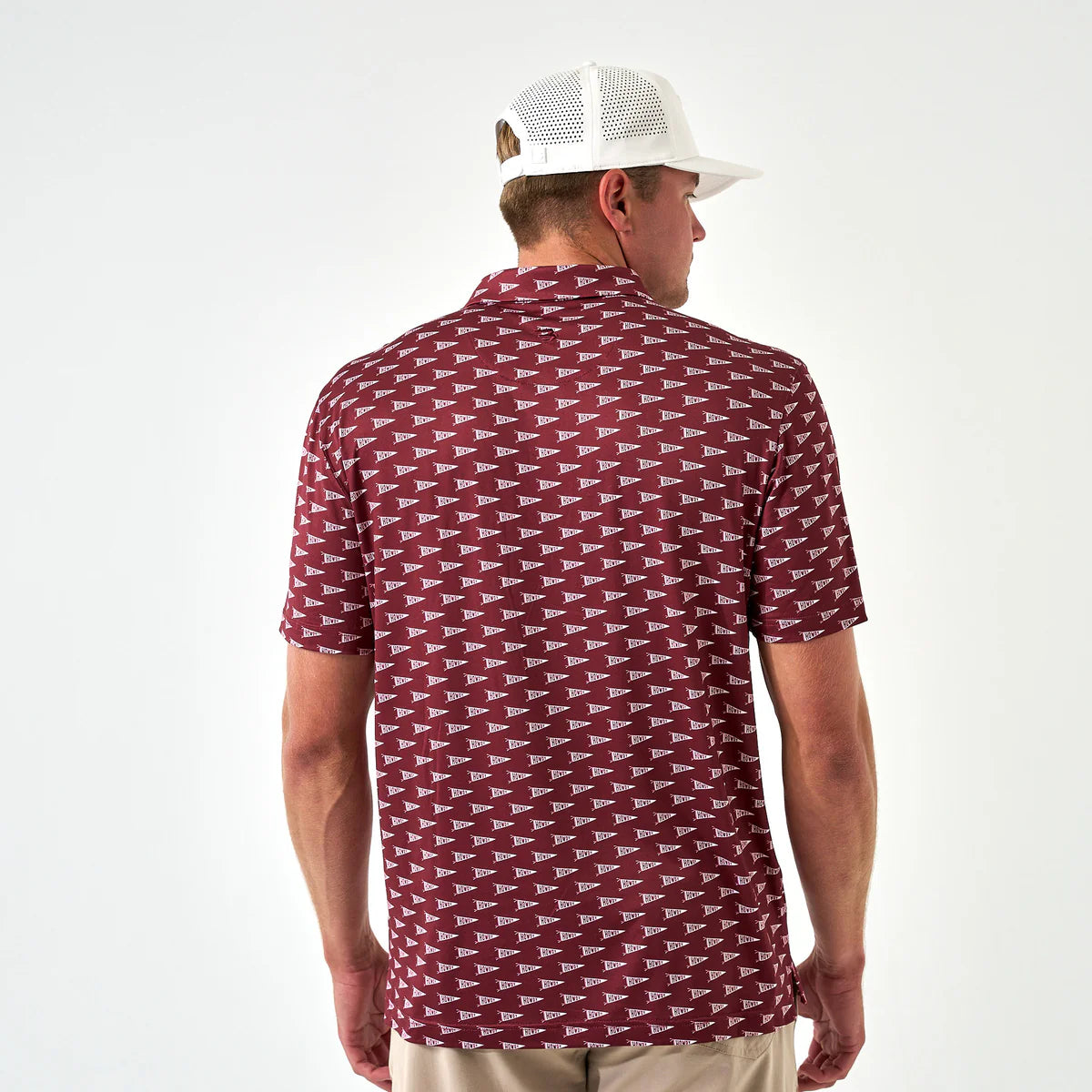 [Burlebo]Performance Polo - Howdy Pennants - Maroon