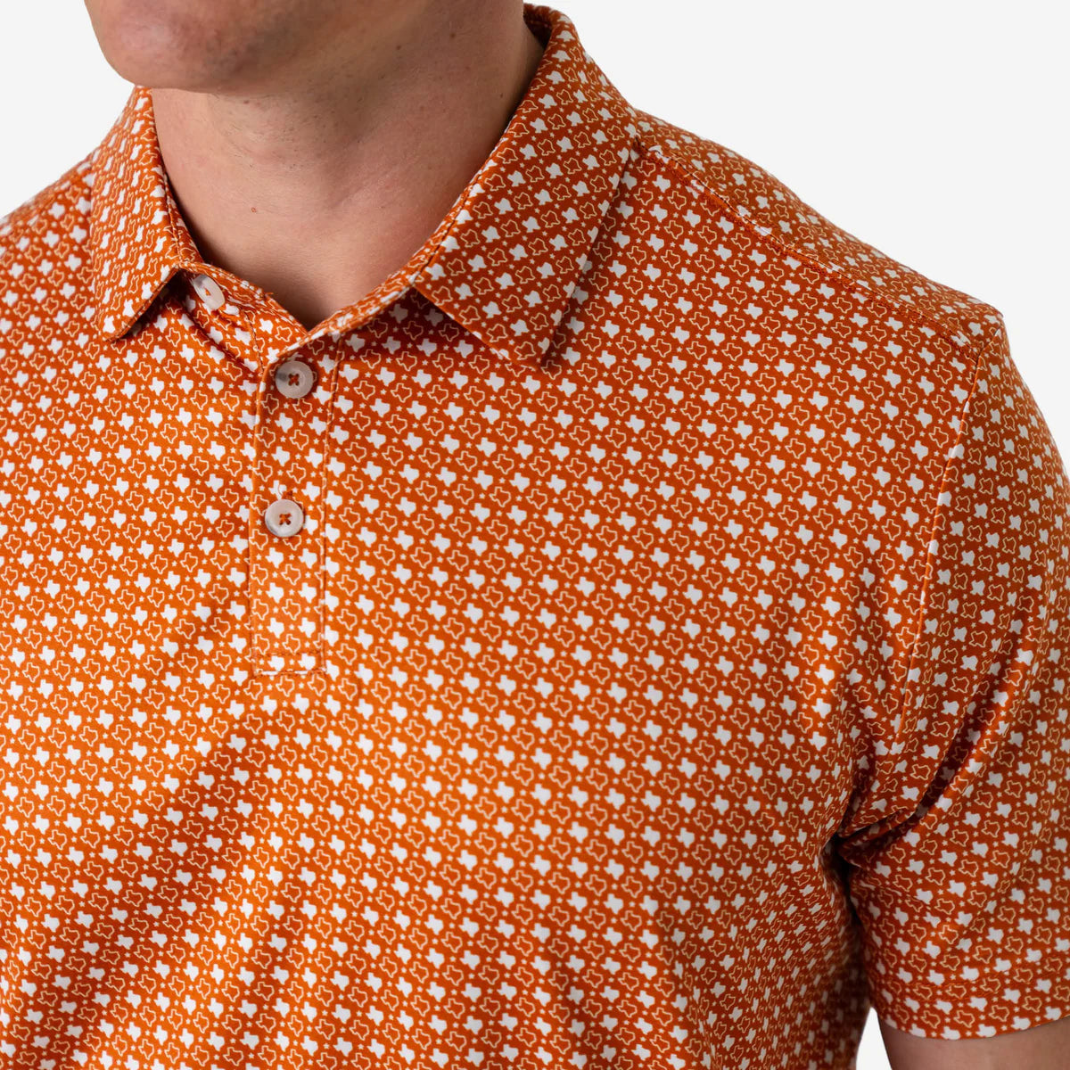 [Burlebo] Performance Polo-Texas Orange And White