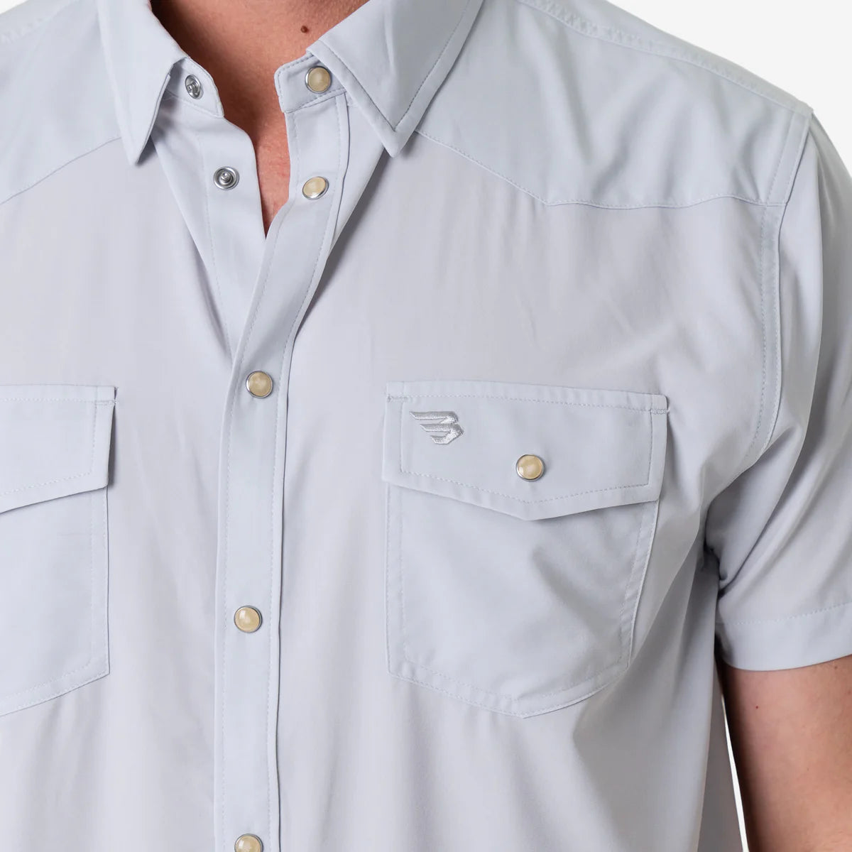 [Burlebo] Performance Western Shirt - Light Grey