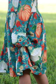 Thanksgiving Day Fall Girls Dress- Green