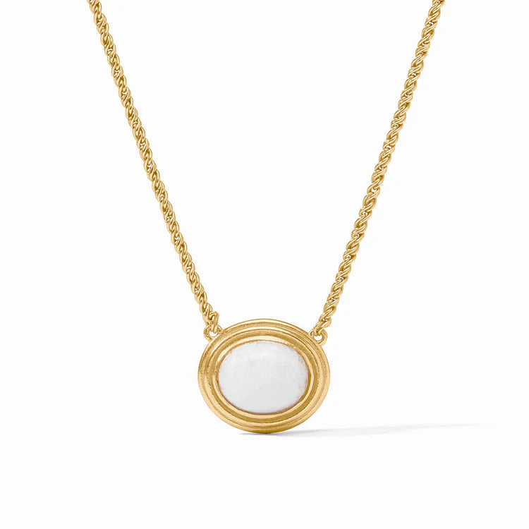 [Julie Vos] Portofino Solitaire Necklace White Jade