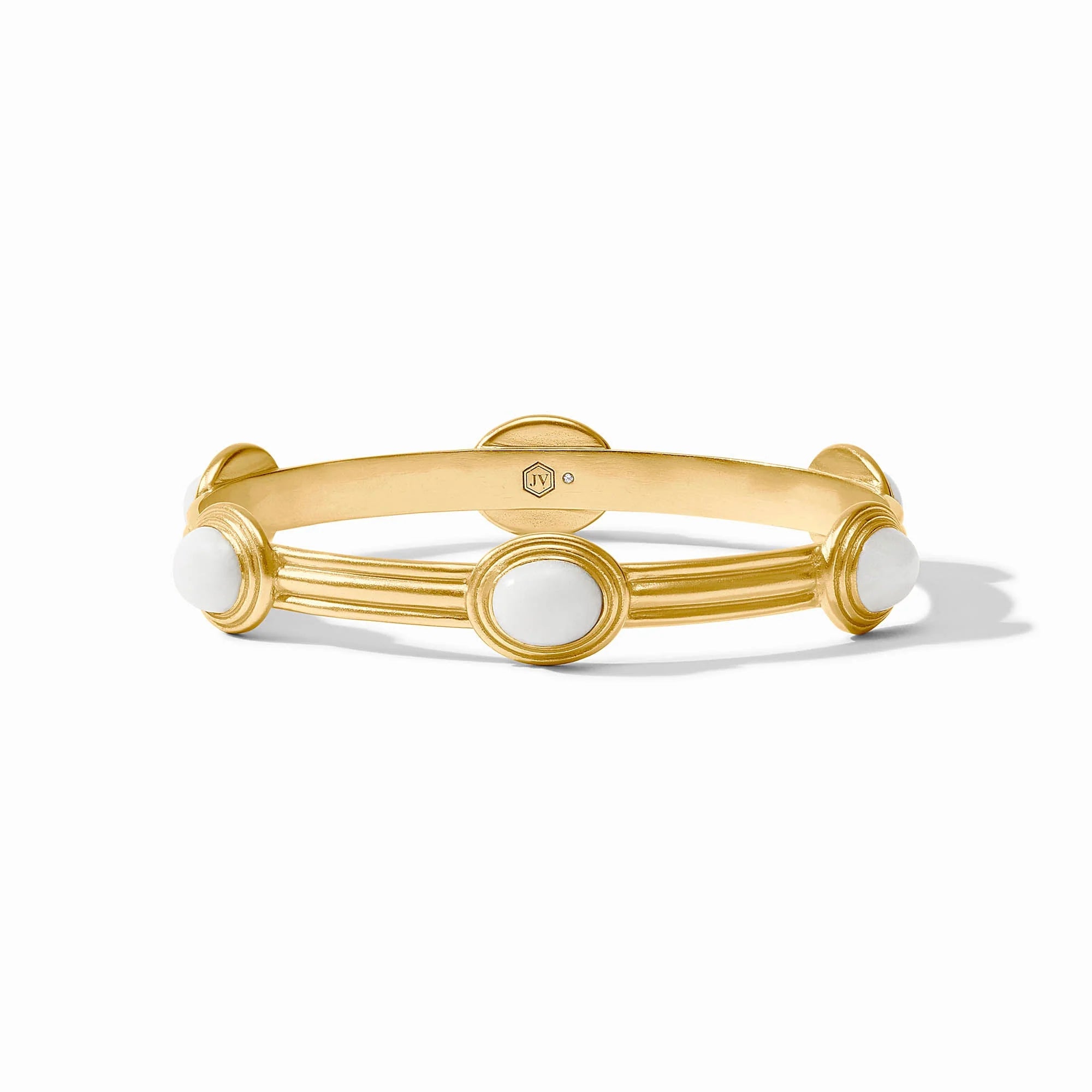 [Julie Vos] Portofino Stone Bangle-Gold-White Jade