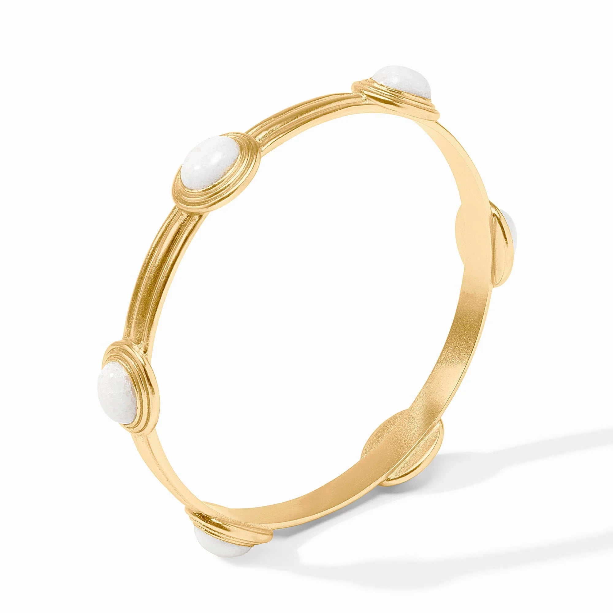 [Julie Vos] Portofino Stone Bangle-Gold-White Jade