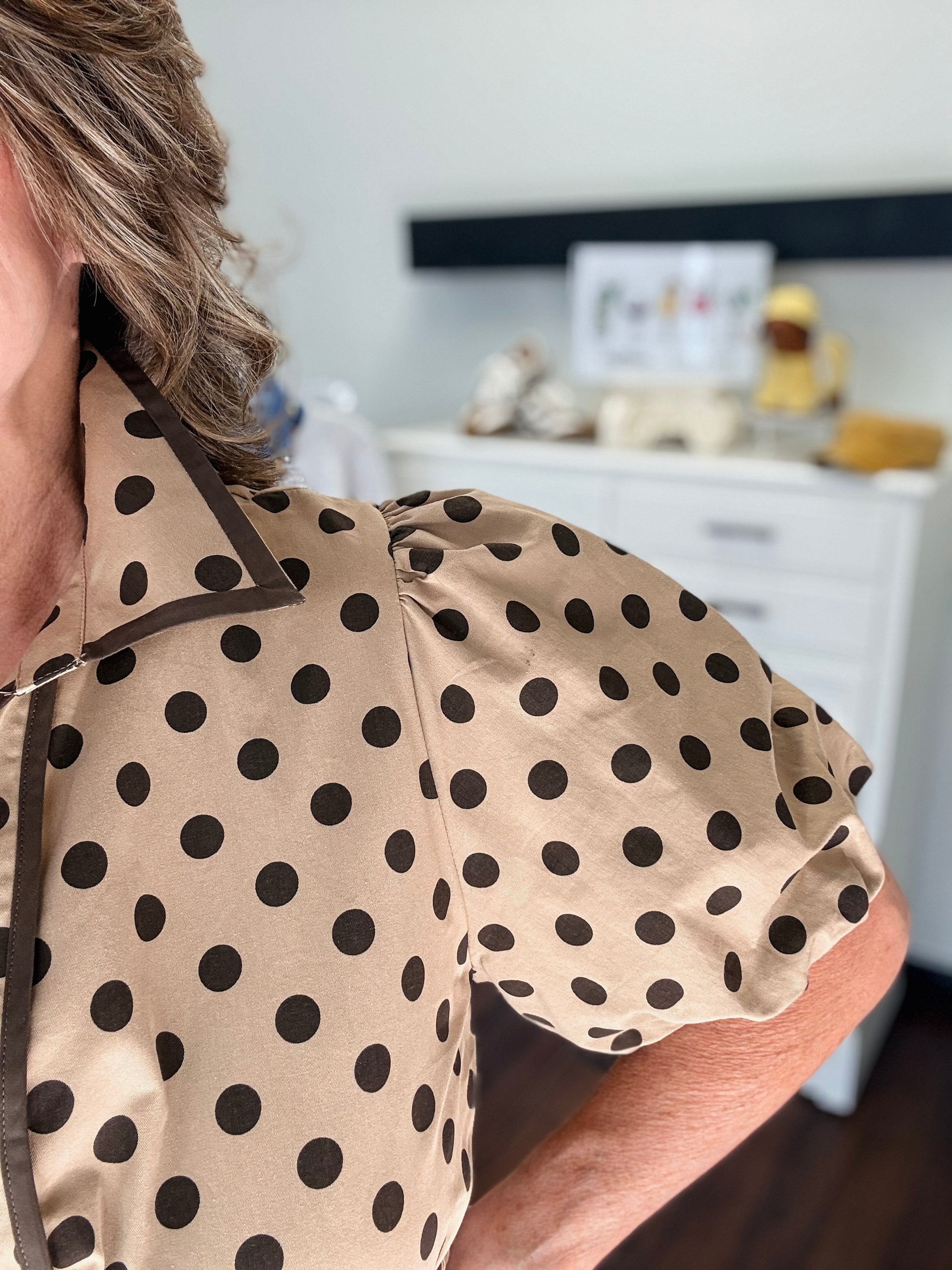 Pretty  Little Spotted Midi Dress - Taupe