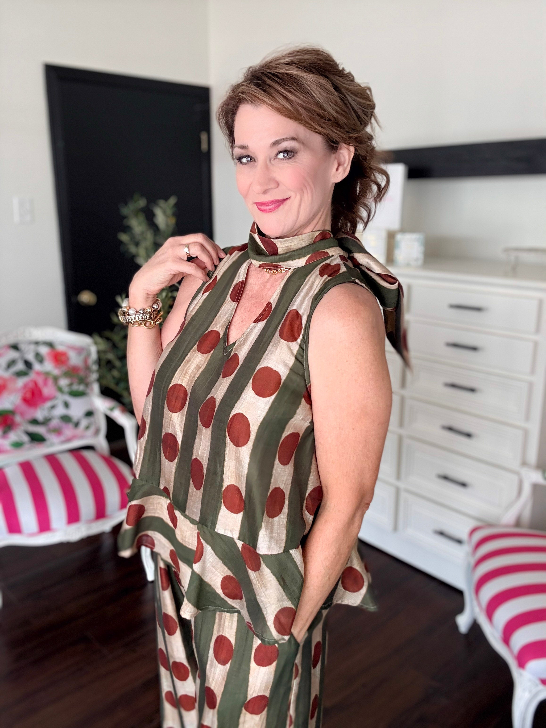 Pretty Little Printed Top - Olive