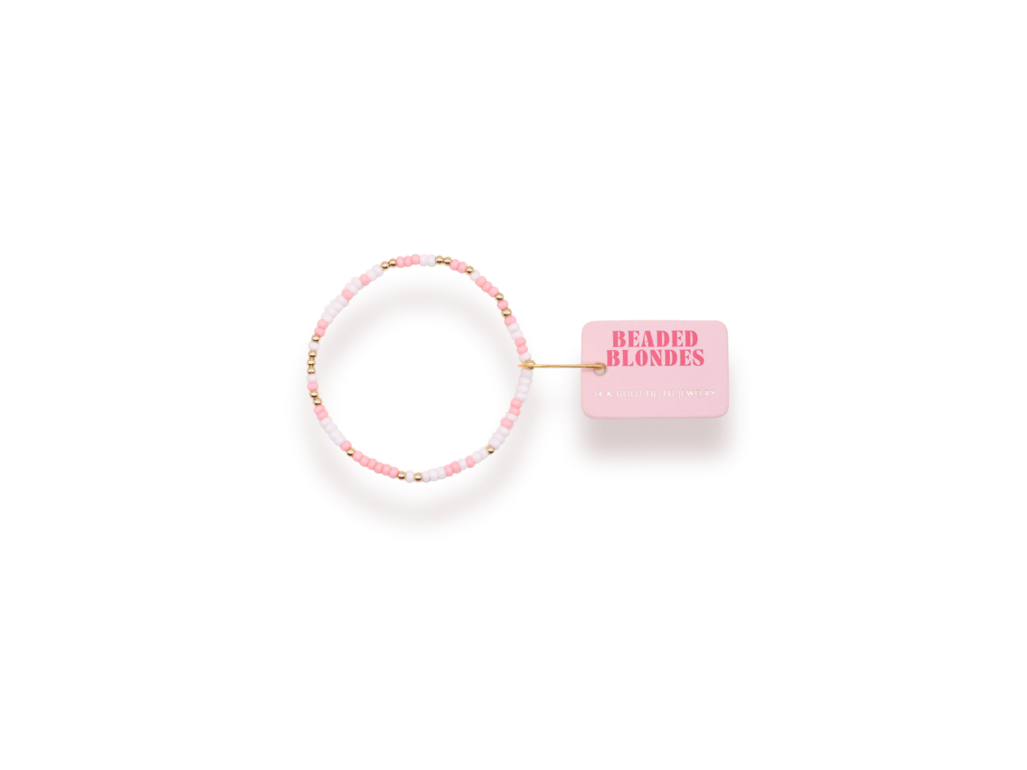 [Beaded Blondes] Pink & White Sprinkle Standard Bracelet