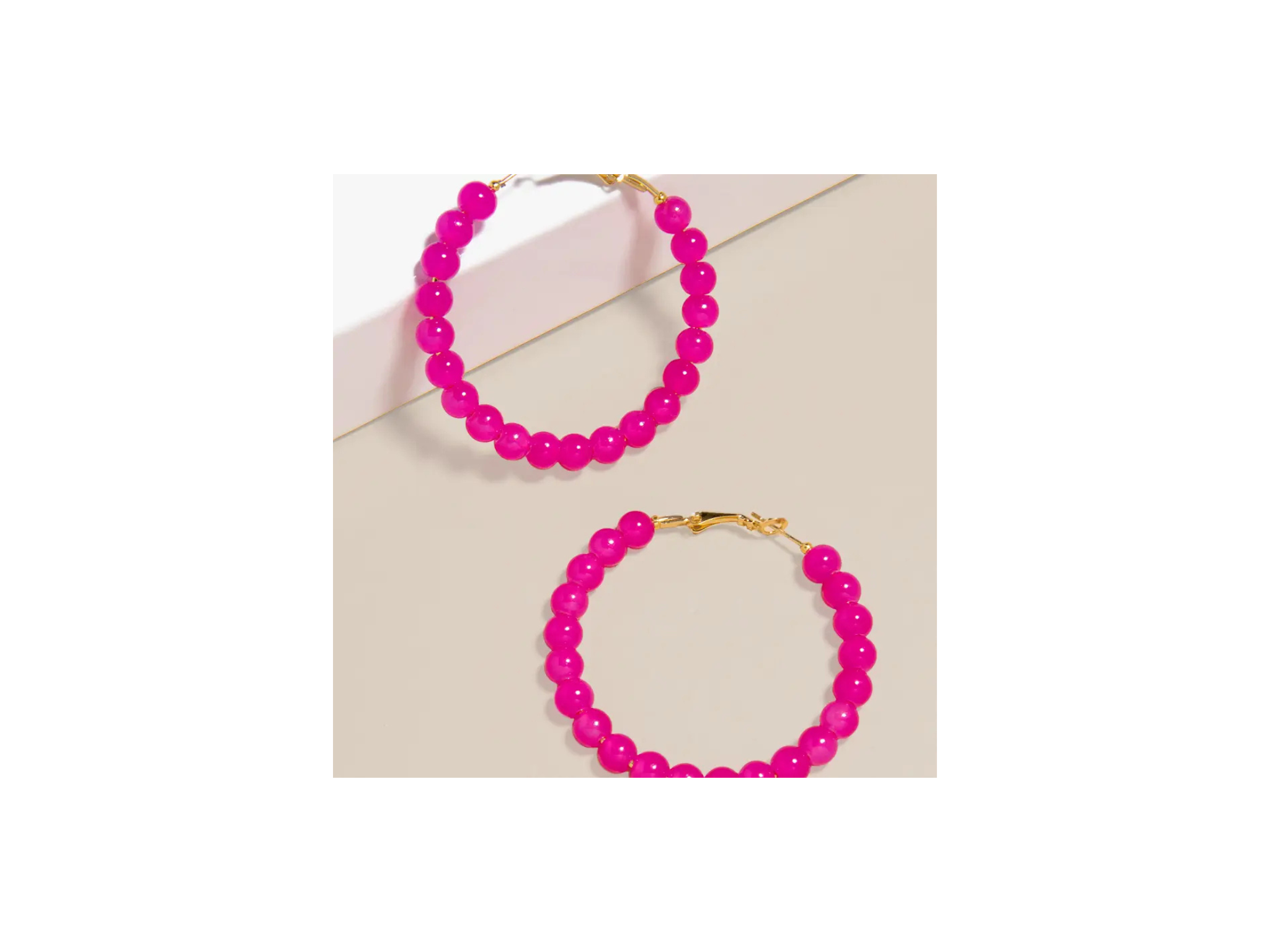 Lexi Glass Bead Hoop Earring-Hot Pink