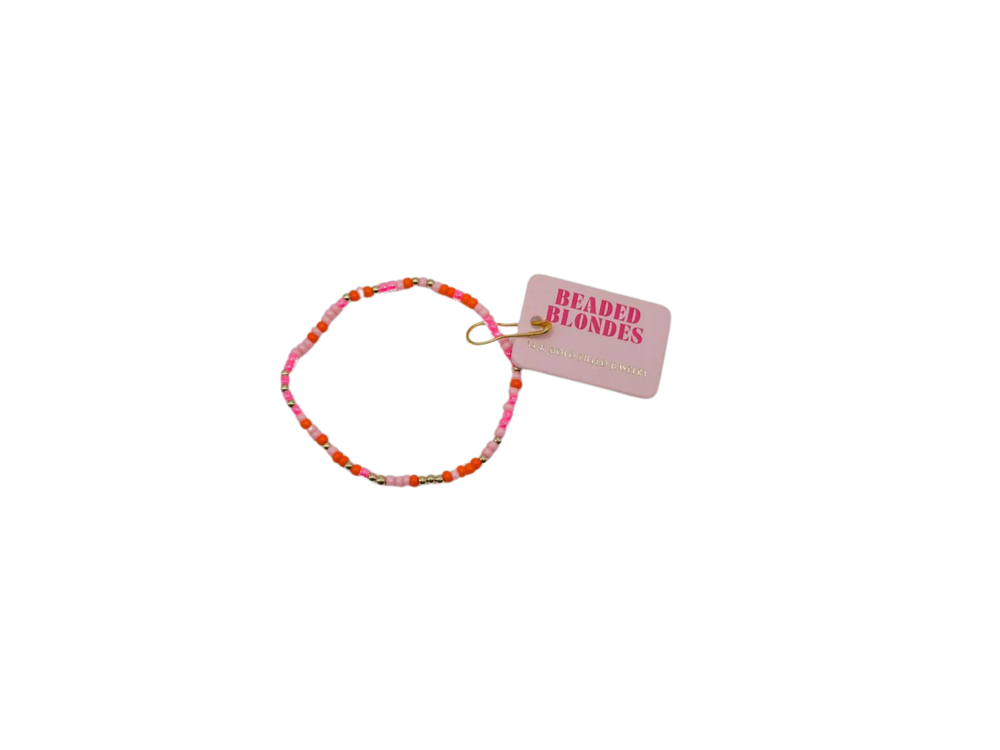 [Beaded Blondes] Pinks & Orange Sprinkle Standard Bracelet