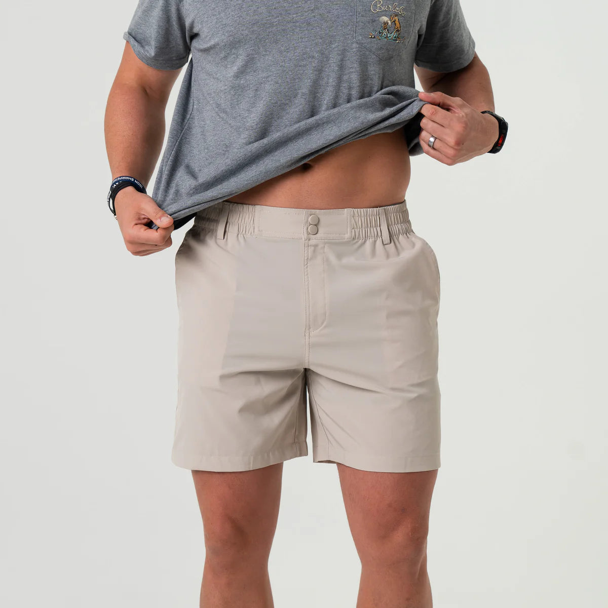 [Burlebo] Everyday Shorts - Light Khaki - American Flag Pocket