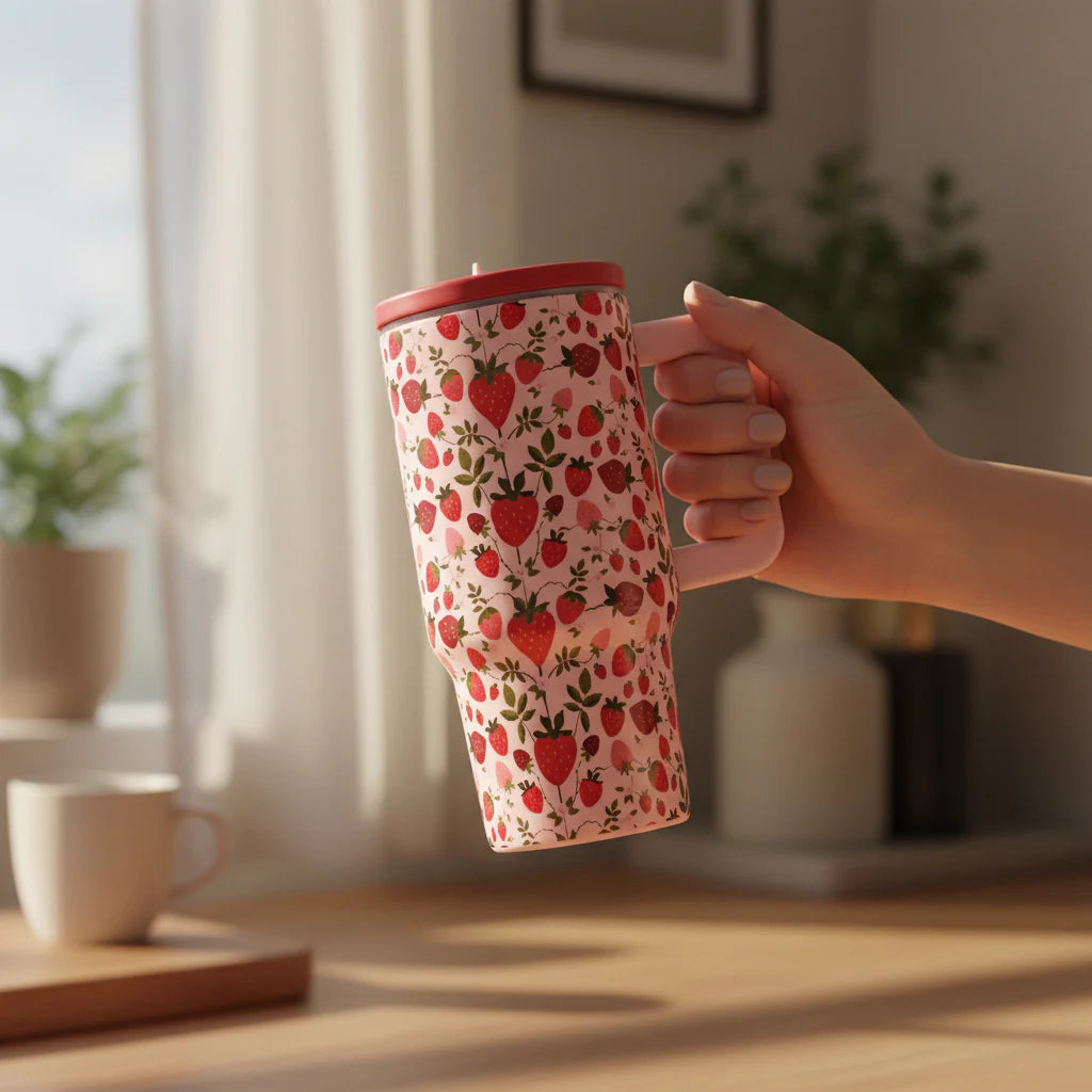 20 oz Lifestyle Flip Straw Tumbler - Strawberry Fields