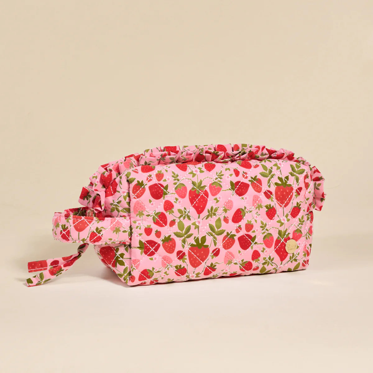 Essentials Quilted Cosmetic Pouch - Strawberry Fields