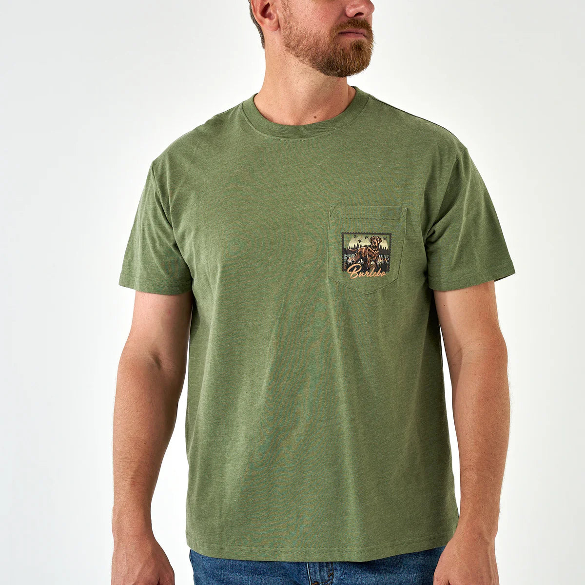 [Burlebo]SS Tee - Duck Dog Stamp - Heather Olive